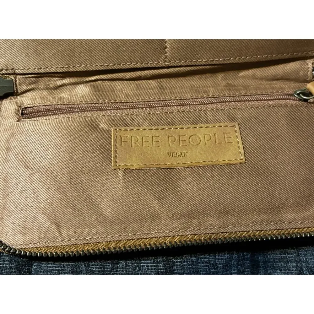 FREE PEOPLE - Brown Tan Distressed Vegan Wallet EUC MSRP $58 New